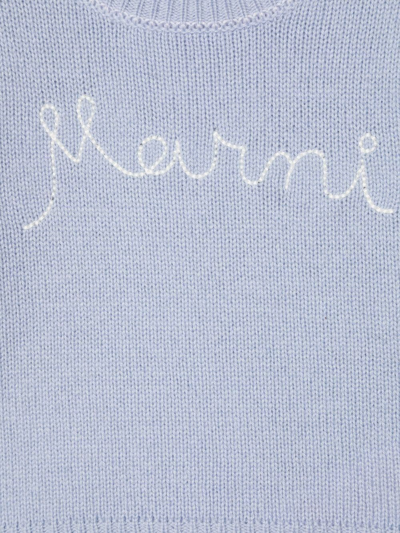 Shop Marni Logo Crew-neck Jumper In Blue