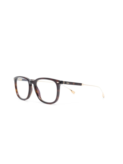 Shop Hugo Boss Square-frame Optical Glasses In Brown