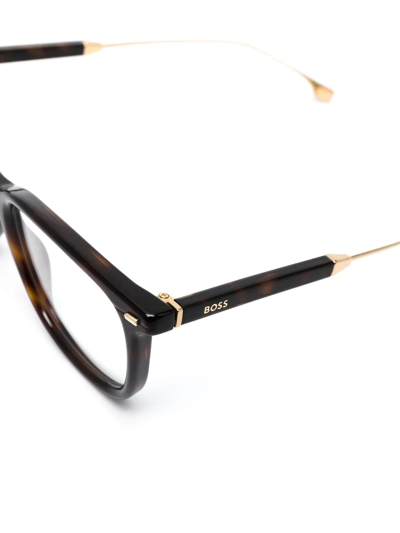 Hugo Boss Square-frame Optical Glasses In Brown