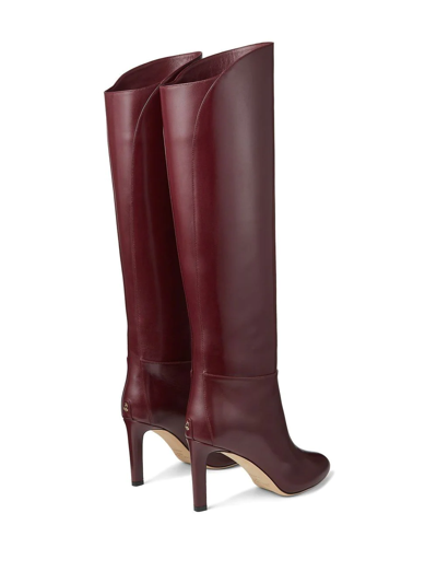 Jimmy Choo Karter 85 Leather Knee-high Boots In Rot
