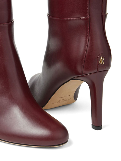 Jimmy Choo Karter 85 Leather Knee-high Boots In Rot