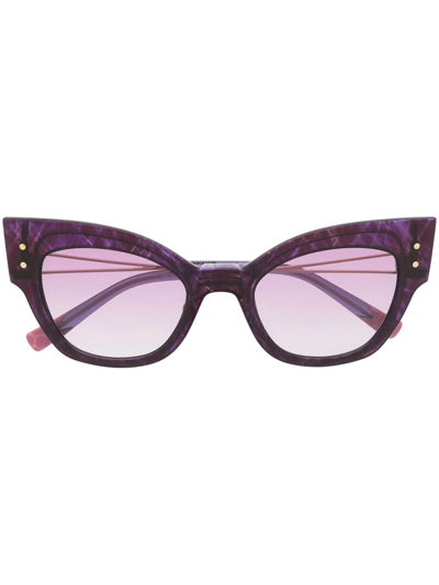 Shop Missoni Eyewear Double Cat-eye Glasses And Sunglasses In Gold