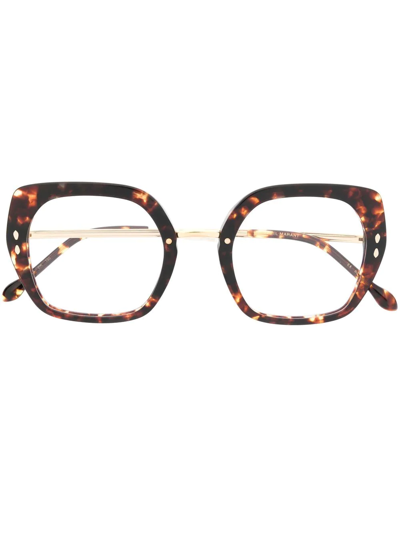 Shop Isabel Marant Eyewear Tortoiseshell Oversized-frame Glassed In Brown