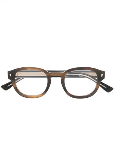 Shop Dsquared2 Logo-print Arm Detail Glasses In Brown