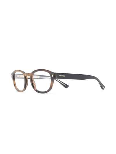 Shop Dsquared2 Logo-print Arm Detail Glasses In Brown