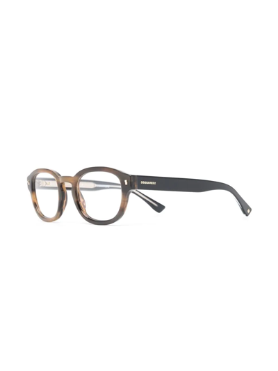 Dsquared2 Logo-print Arm Detail Glasses In Brown