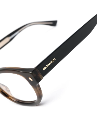 Shop Dsquared2 Logo-print Arm Detail Glasses In Brown