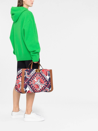 Valentino Vlogo Signature Bandana-print Tote Bag In Blau