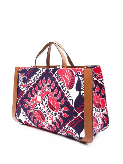 Valentino Vlogo Signature Bandana-print Tote Bag In Blau