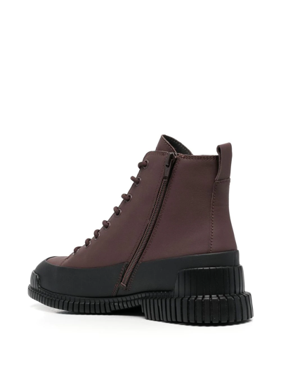 Camper Pix Leather Ankle Boots In Red