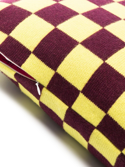 Shop The Elder Statesman Checkerboard-pattern Cashmere Cushion In Gelb