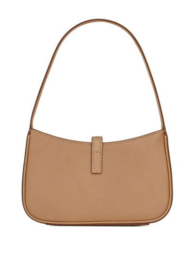 Saint Laurent Logo-plaque Shoulder Bag In Brown