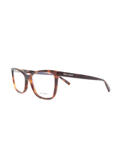 Saint Laurent Rectangle-frame Glasses In Brown