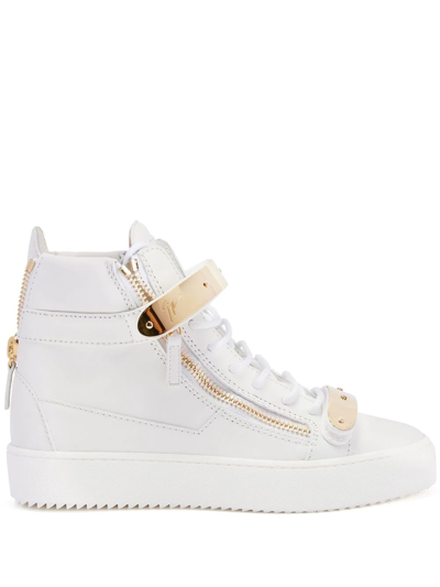 Giuseppe Zanotti High-top Zipped Sneakers In Weiss