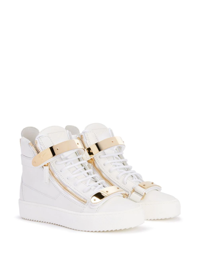 Giuseppe Zanotti High-top Zipped Sneakers In Weiss