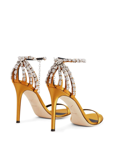 Shop Giuseppe Zanotti Adele Crystal 105mm Sandals In Gold