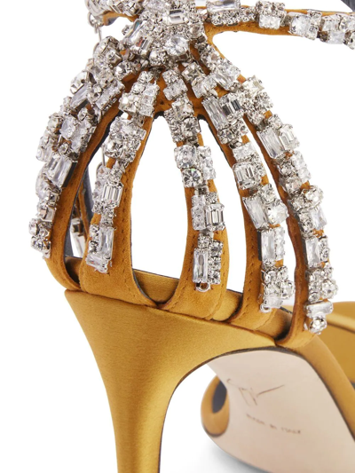 Shop Giuseppe Zanotti Adele Crystal 105mm Sandals In Gold