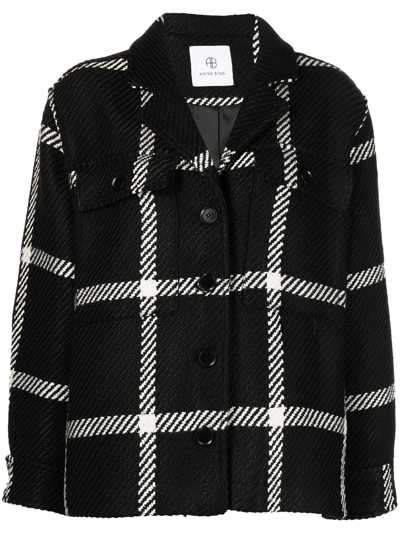 Shop Anine Bing Flynn Check-pattern Shirt Jacket In Black