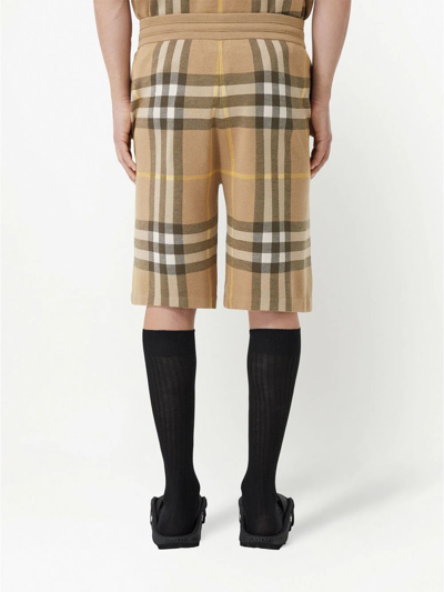Shop Burberry Check-pattern Drawstring-waist Shorts In Nude