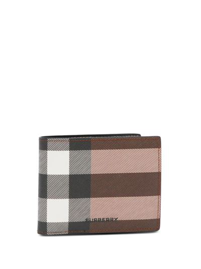 Shop Burberry Check-pattern Bi-fold Wallet In Braun
