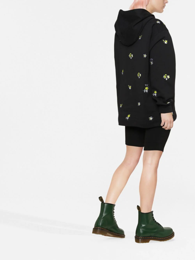 Shop Patou Floral-embroidered Drawstring Hoodie In Schwarz