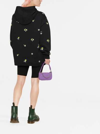 Shop Patou Floral-embroidered Drawstring Hoodie In Schwarz