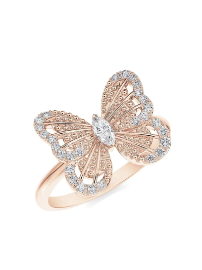 Shop De Beers Jewellers 18kt Rose Gold Portraits Of Nature Butterfly Diamond Ring In Pink