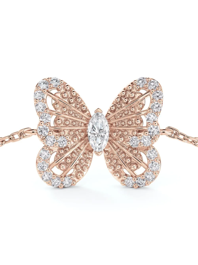 Shop De Beers Jewellers 18kt Rose Gold Portraits Of Nature Butterfly Diamond Bracelet In Pink