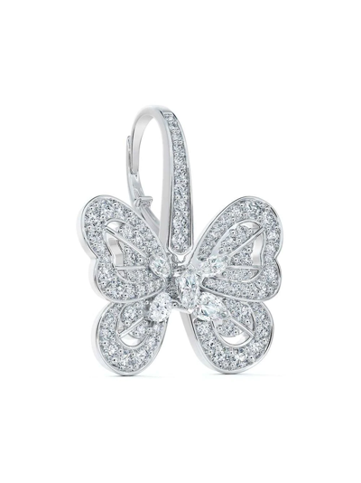 Shop De Beers Jewellers 18kt White Gold Portraits Of Nature Butterfly Diamond Earrings In Silver