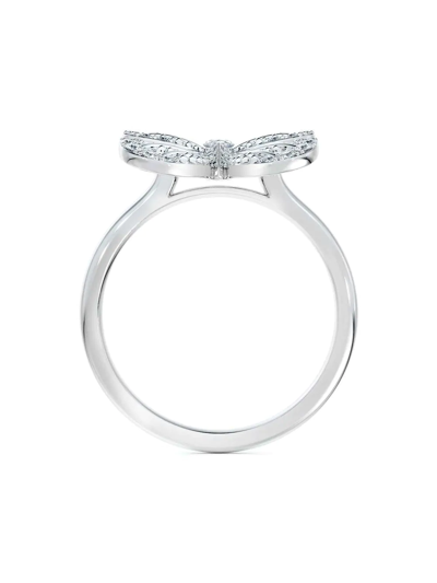 Shop De Beers Jewellers 18kt White Gold Portraits Of Nature Butterfly Diamond Ring In Silver