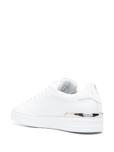 Shop Philipp Plein Hexagon Low-top Leather Sneakers In Weiss