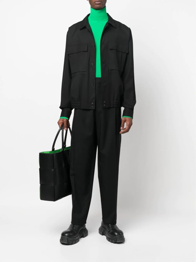 Shop Bottega Veneta Tapered-leg Tailored Cargo Trousers In Black