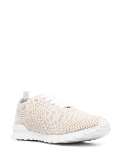 Shop Kiton Fit-knit Low-top Sneakers In Nude