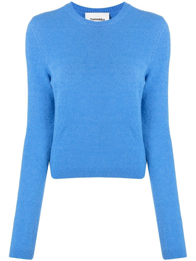 Shop Nanushka Round-neck Knit Jumper In Blau