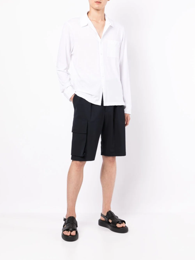 James Perse Long Sleeve Linen Pocket Shirt In White