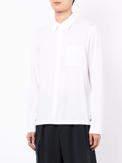 James Perse Long Sleeve Linen Pocket Shirt In White