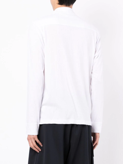 James Perse Long Sleeve Linen Pocket Shirt In White