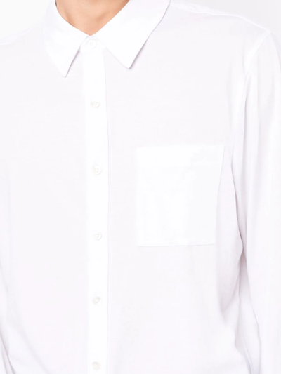 James Perse Long Sleeve Linen Pocket Shirt In White