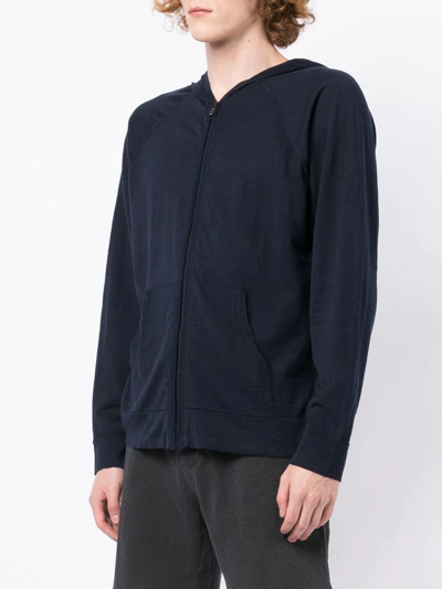 Shop James Perse Zip-up Hooded Sweater In Blau