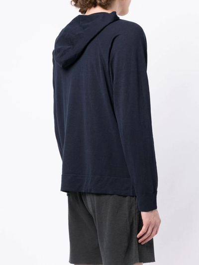 Shop James Perse Zip-up Hooded Sweater In Blau