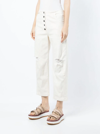 Rachel Comey Tapered Ripped Jeans In Weiss