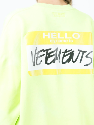 Shop Vetements Logo-print Nametag Sweatshirt In Gelb