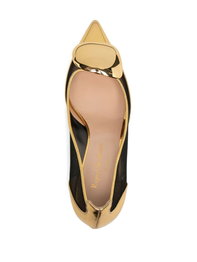 Shop Rupert Sanderson 60mm Mesh-detail Pointed-toe Pumps In Gold