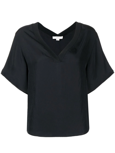 Shop Vince V-neck Short-sleeved T-shirt In Schwarz