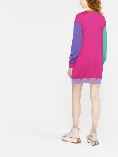 Moschino Logo-intarsia Jumper Dress In Pink