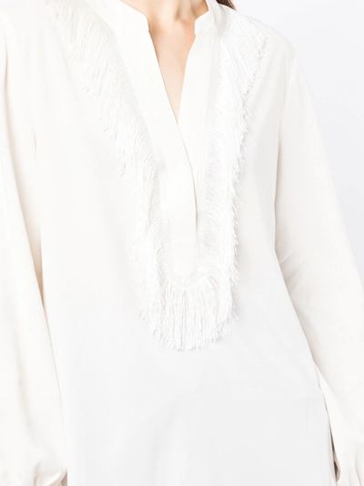 Silvia Tcherassi Frayed-edge V-neck Blouse In White