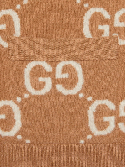 Shop Gucci Gg Motif Button-up Cardigan In Nude