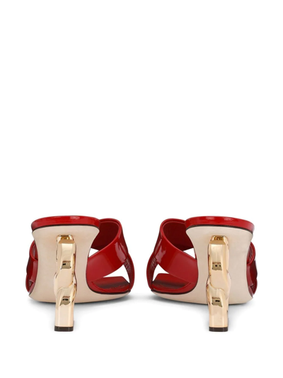 Dolce & Gabbana Keira 75 Mules In Polished Leather In Red