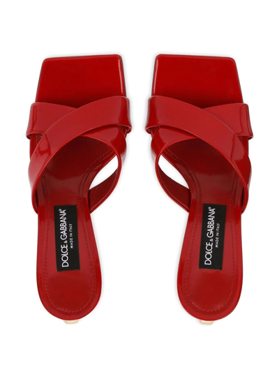 Dolce & Gabbana Keira 75 Mules In Polished Leather In Red