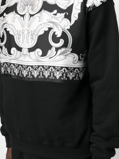 Shop Versace Baroque-print Detail Sweatshirt In Black